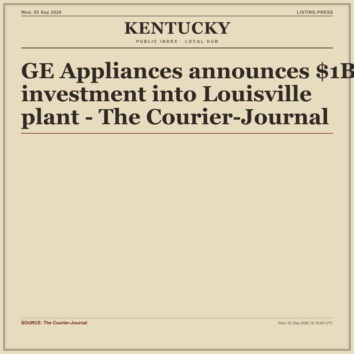 GE Appliances announces $1B investment into Louisville plant - The Courier-Journal
