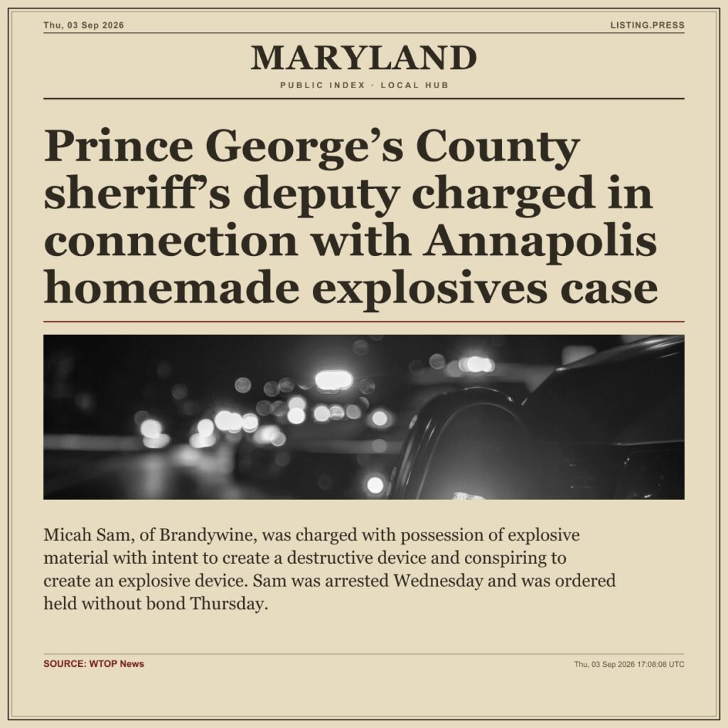 Prince George’s County sheriff’s deputy charged in connection with Annapolis homemade explosives case