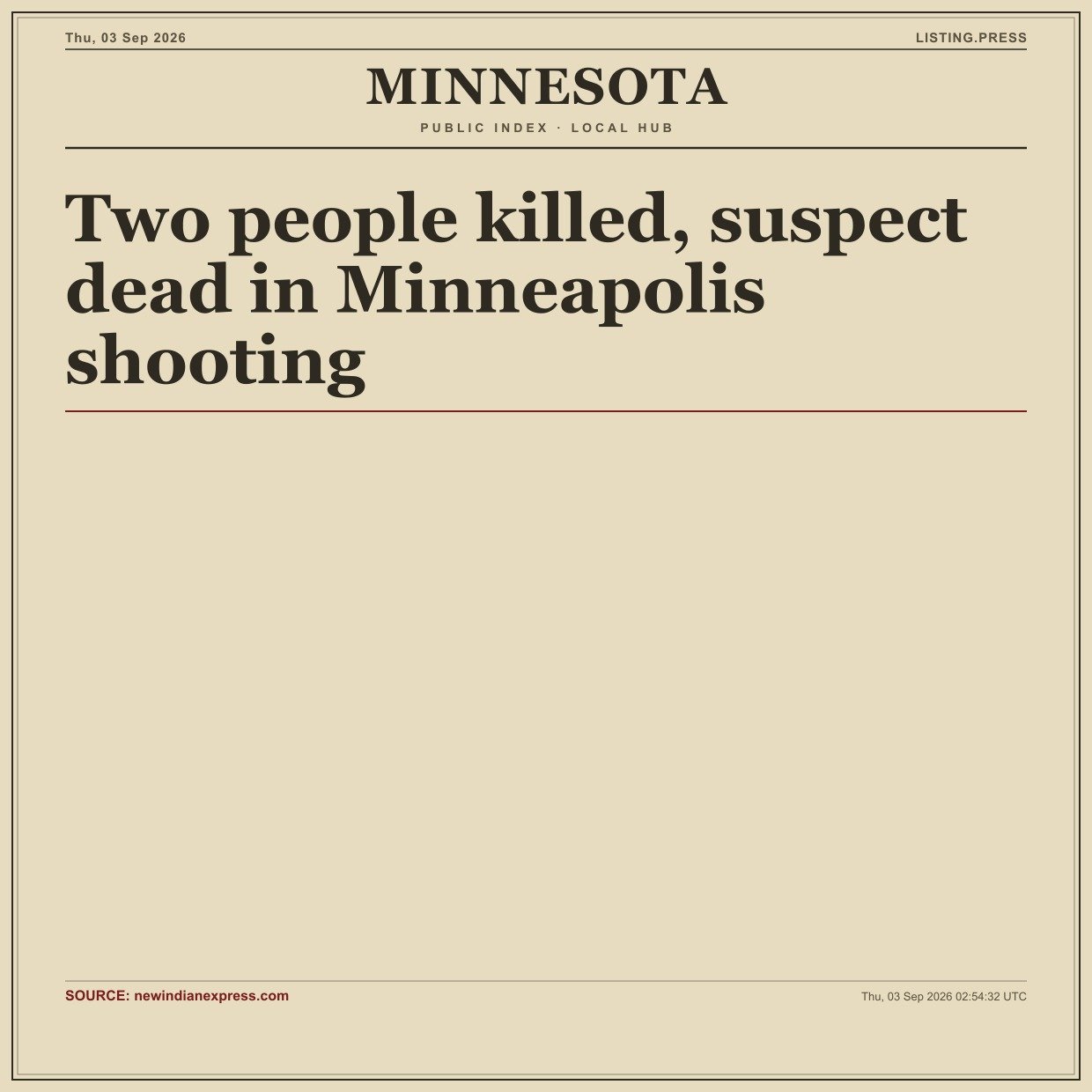 Two people killed, suspect dead in Minneapolis shooting