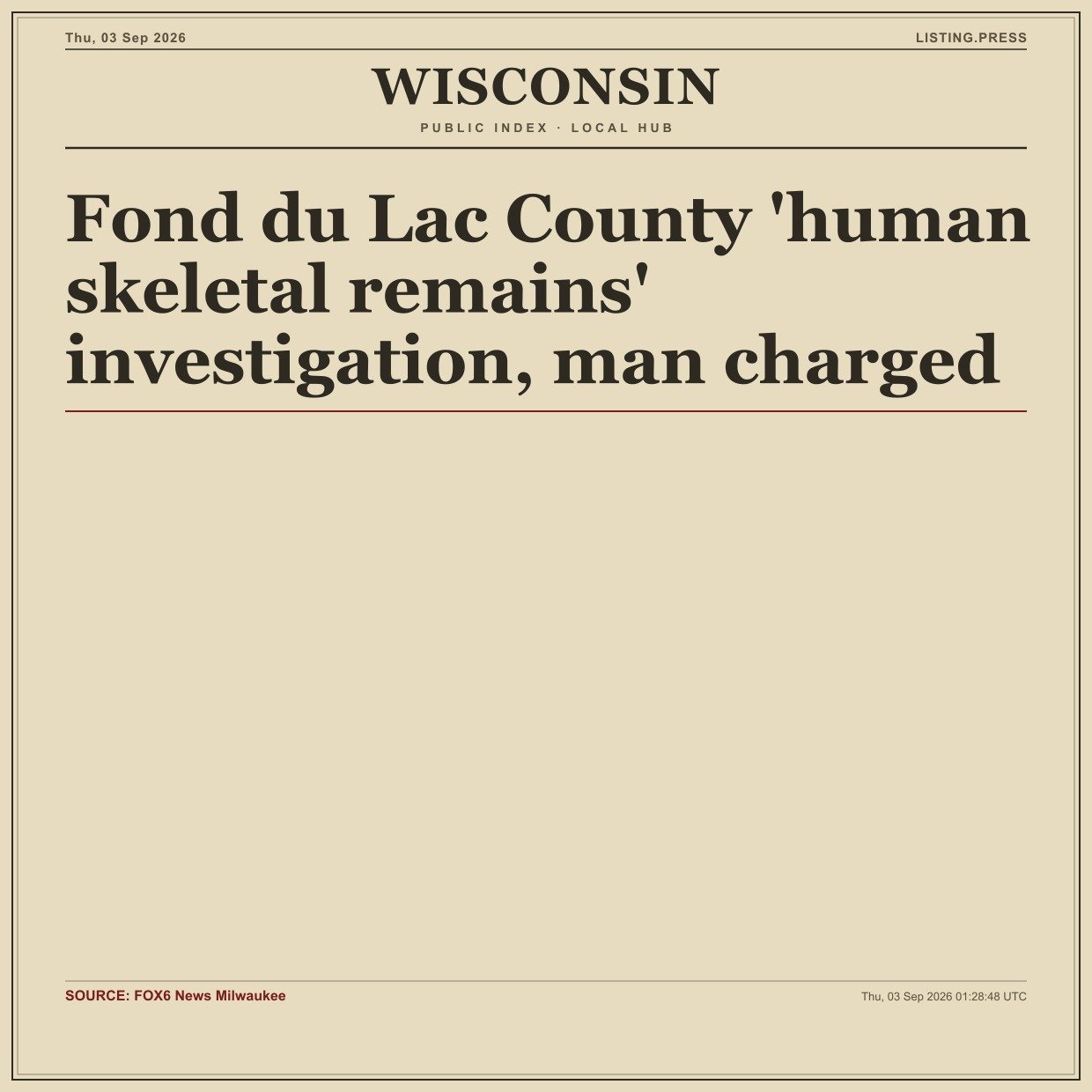 Fond du Lac County 'human skeletal remains' investigation, man charged