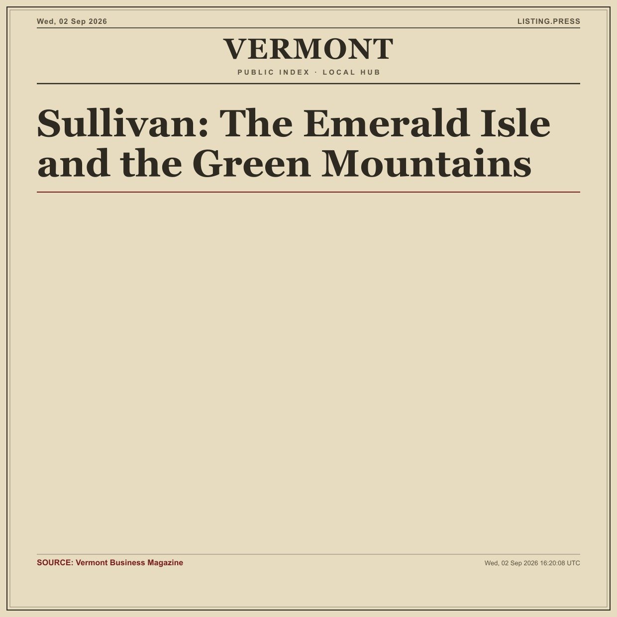 Sullivan: The Emerald Isle and the Green Mountains