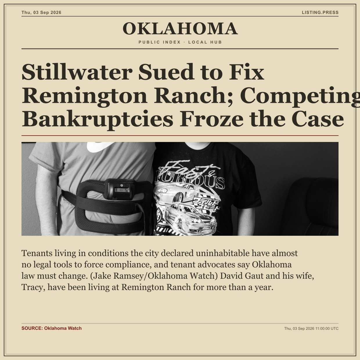 Stillwater Sued to Fix Remington Ranch; Competing Bankruptcies Froze the Case