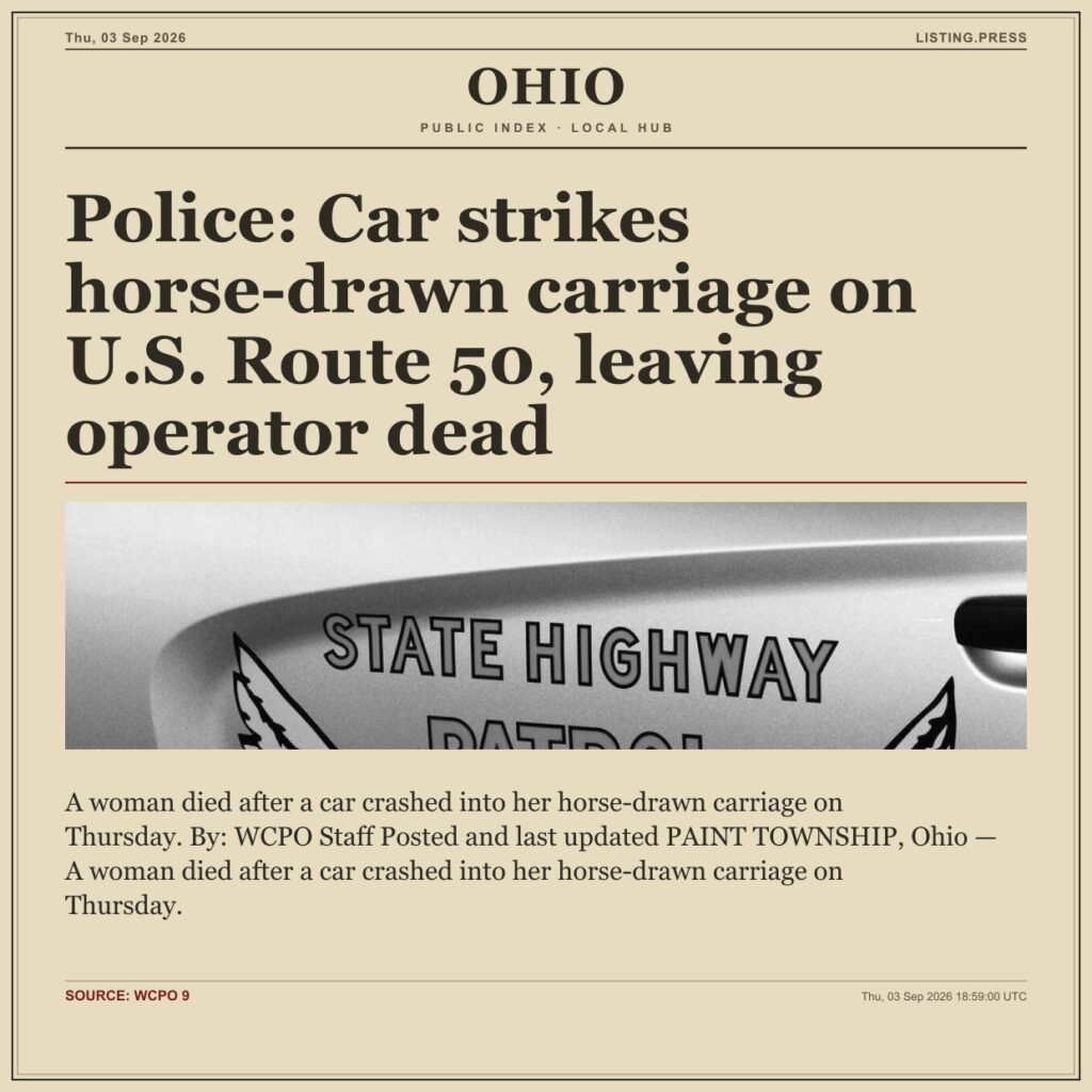 Police: Car strikes horse-drawn carriage on U.S. Route 50, leaving operator dead