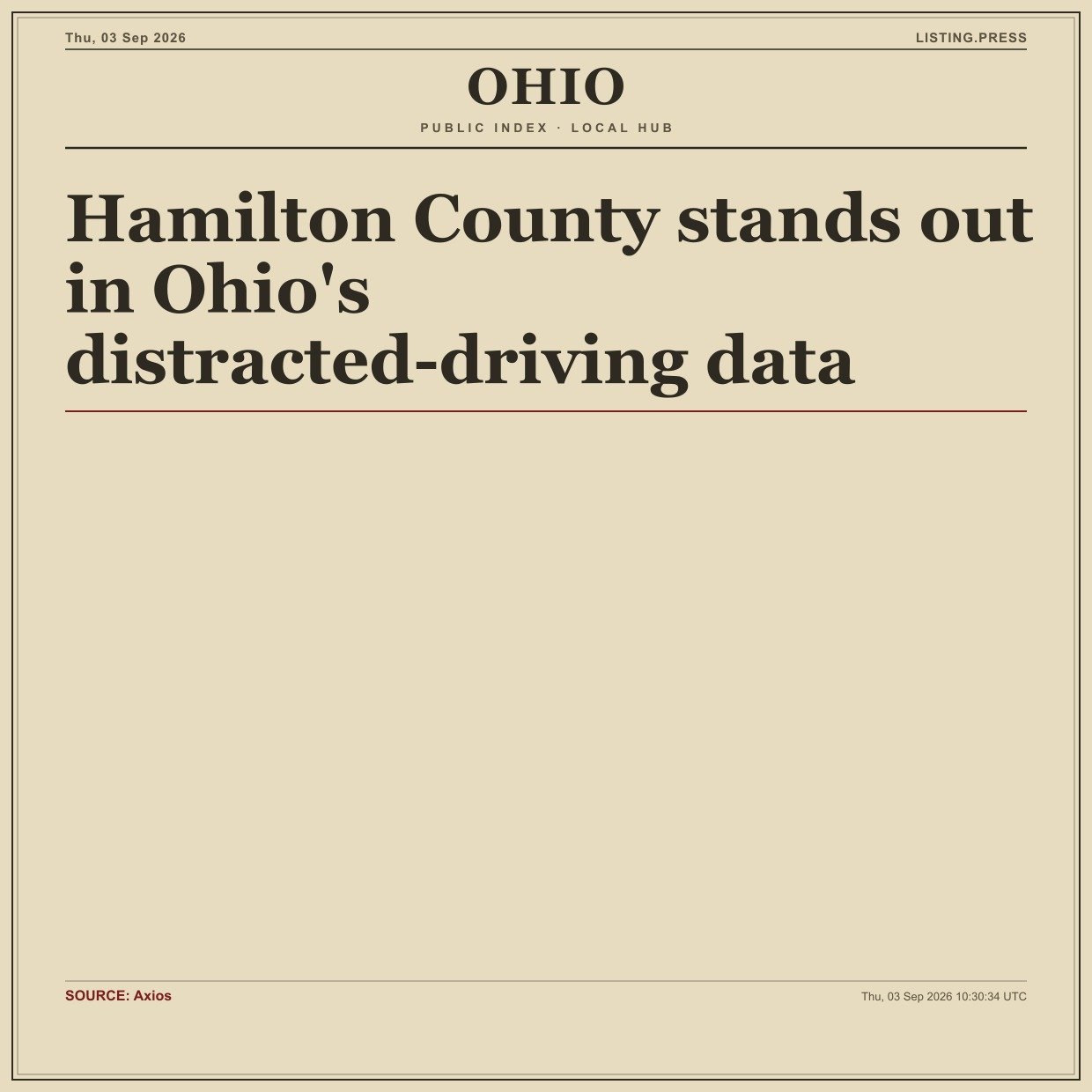 Hamilton County stands out in Ohio's distracted-driving data