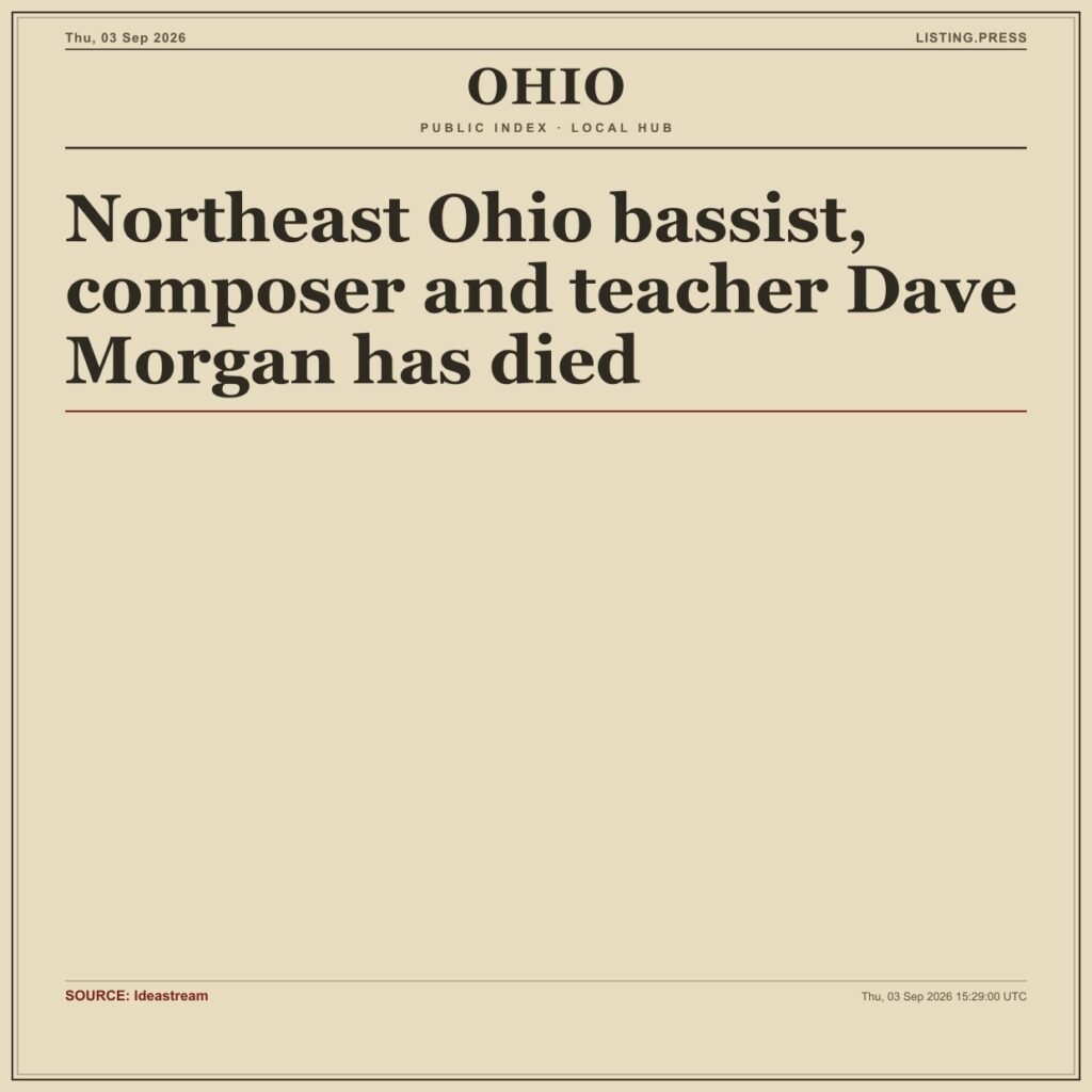 Northeast Ohio bassist, composer and teacher Dave Morgan has died