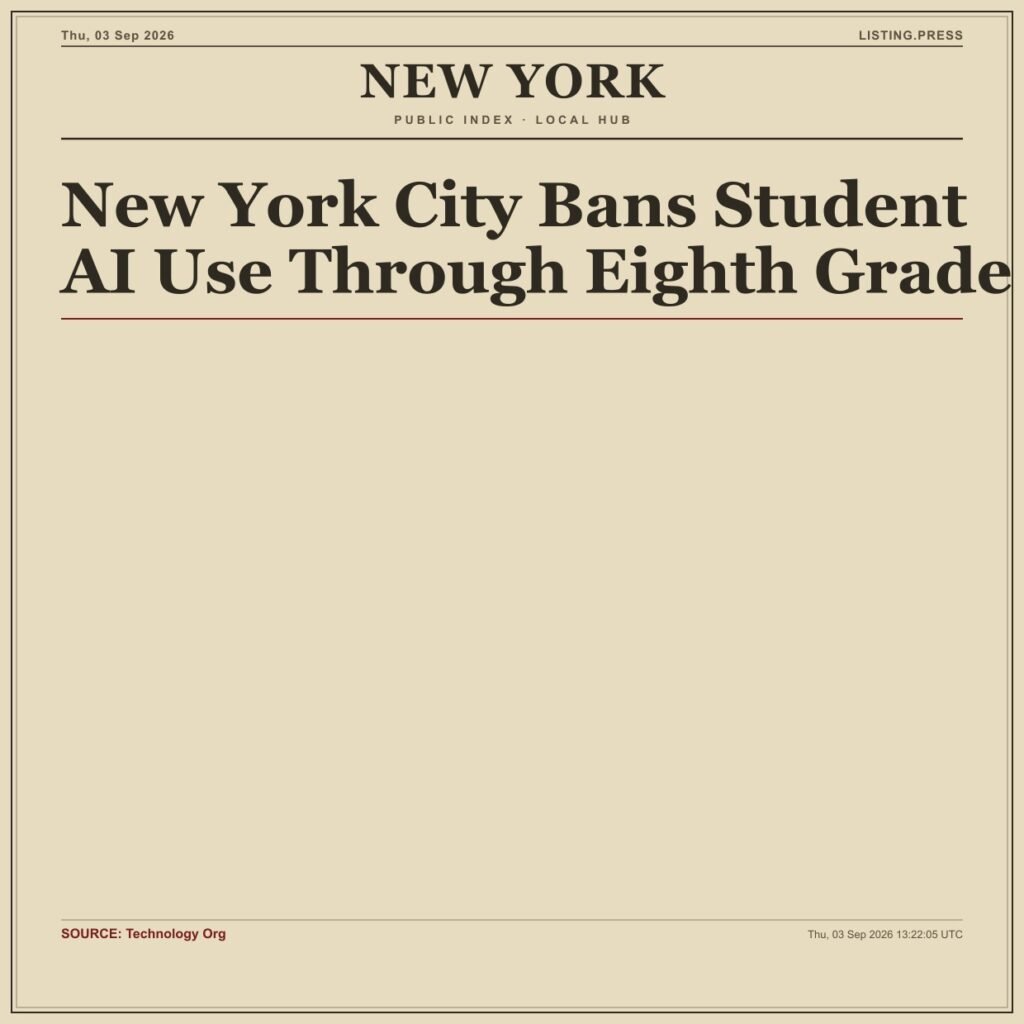 New York City Bans Student AI Use Through Eighth Grade