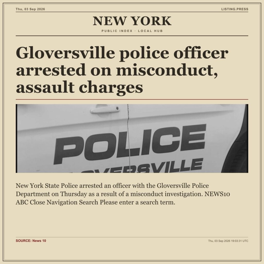 Gloversville police officer arrested on misconduct, assault charges