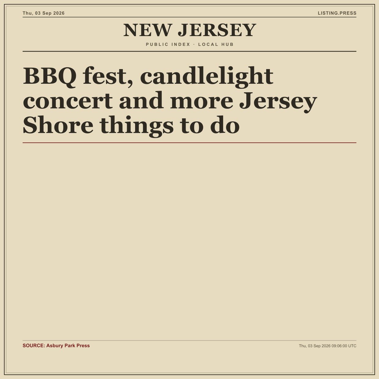 BBQ fest, candlelight concert and more Jersey Shore things to do