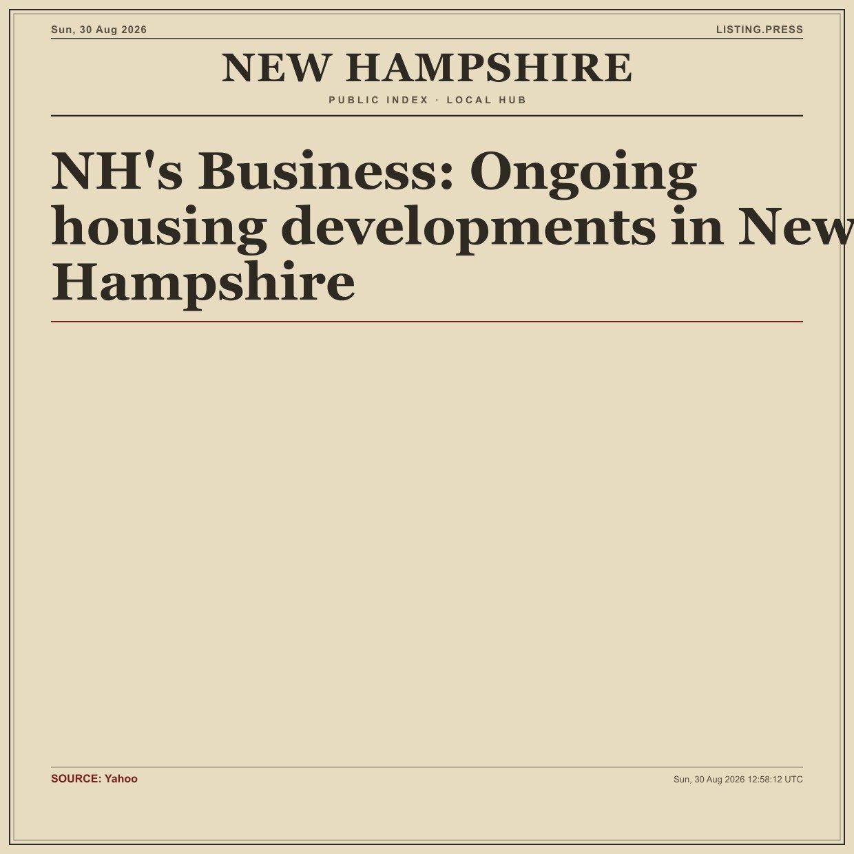 NH's Business: Ongoing housing developments in New Hampshire