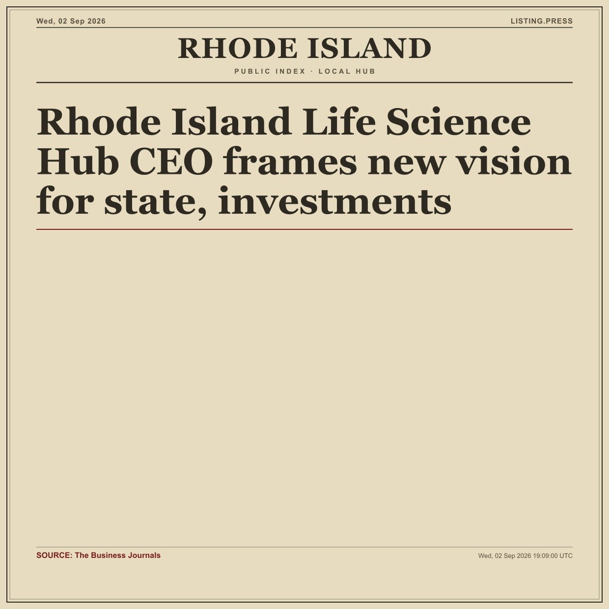 Rhode Island Life Science Hub CEO frames new vision for state, investments