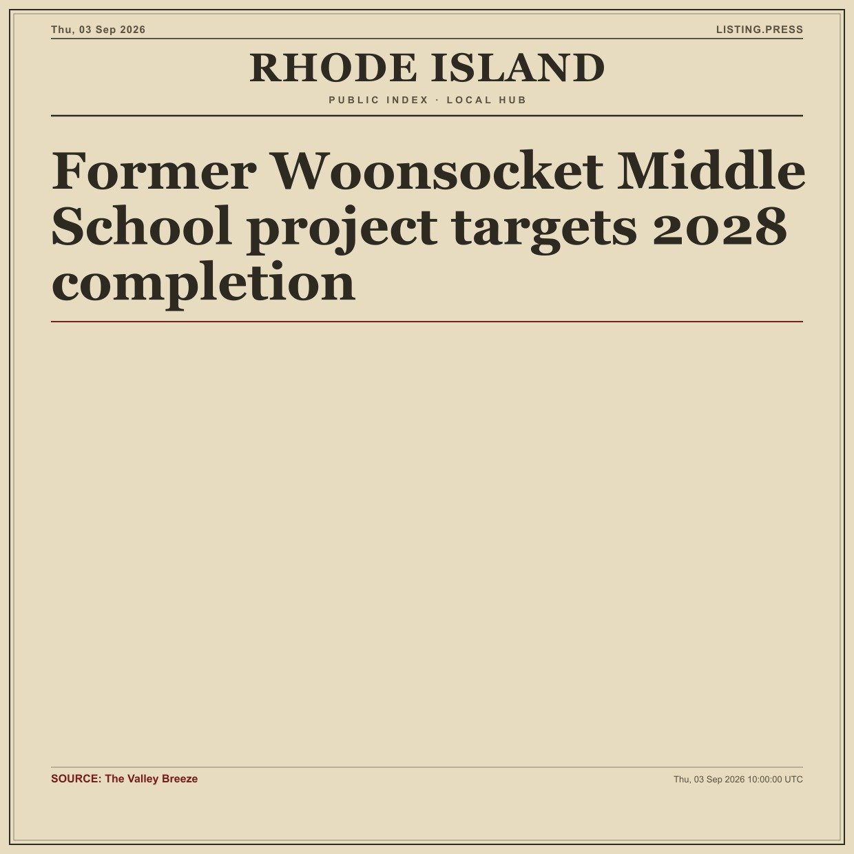 Former Woonsocket Middle School project targets 2028 completion