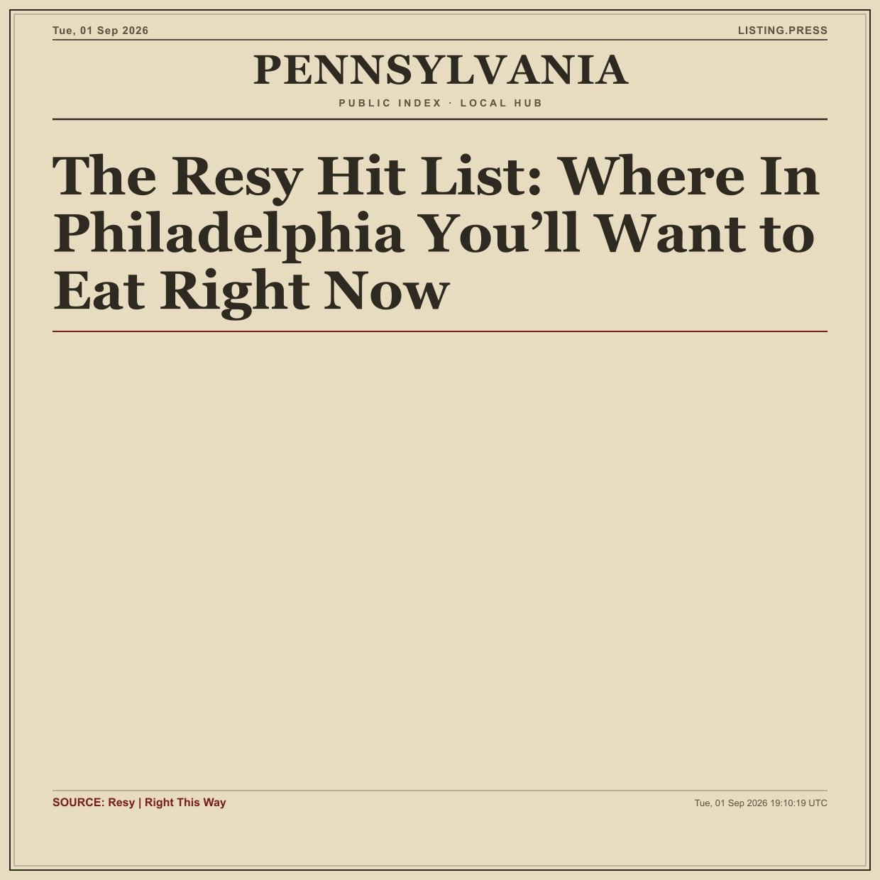 The Resy Hit List: Where In Philadelphia You’ll Want to Eat Right Now