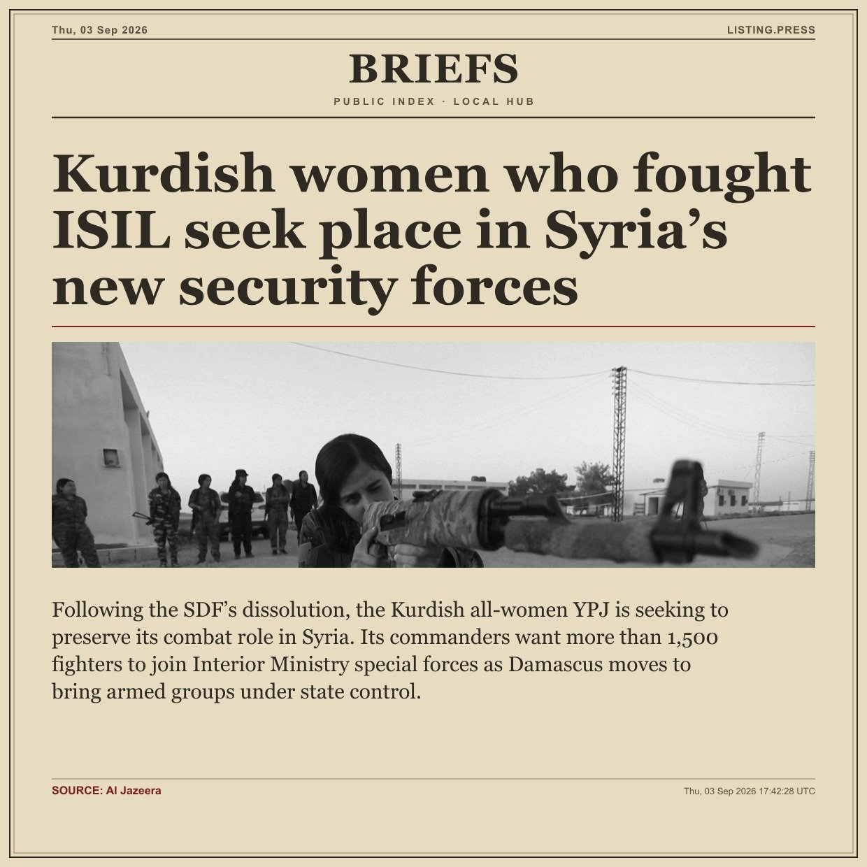 Kurdish women who fought ISIL seek place in Syria’s new security forces