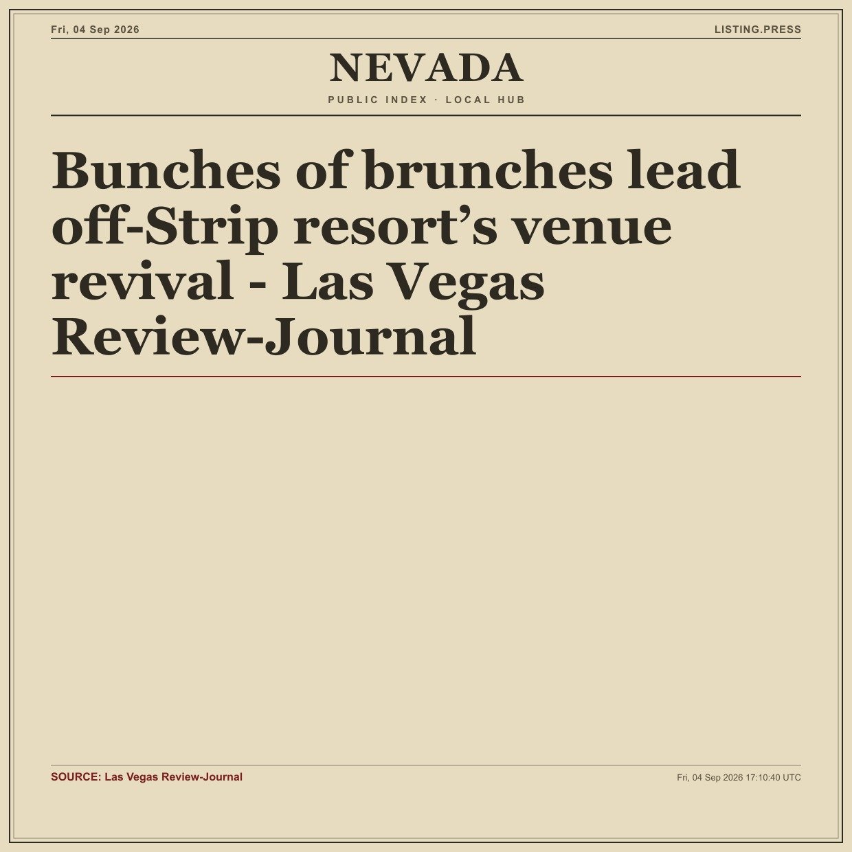 Bunches of brunches lead off-Strip resort’s venue revival - Las Vegas Review-Journal