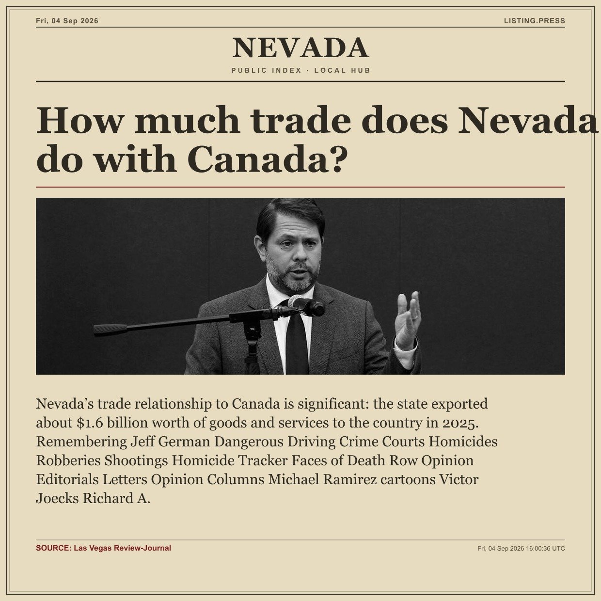 How much trade does Nevada do with Canada?