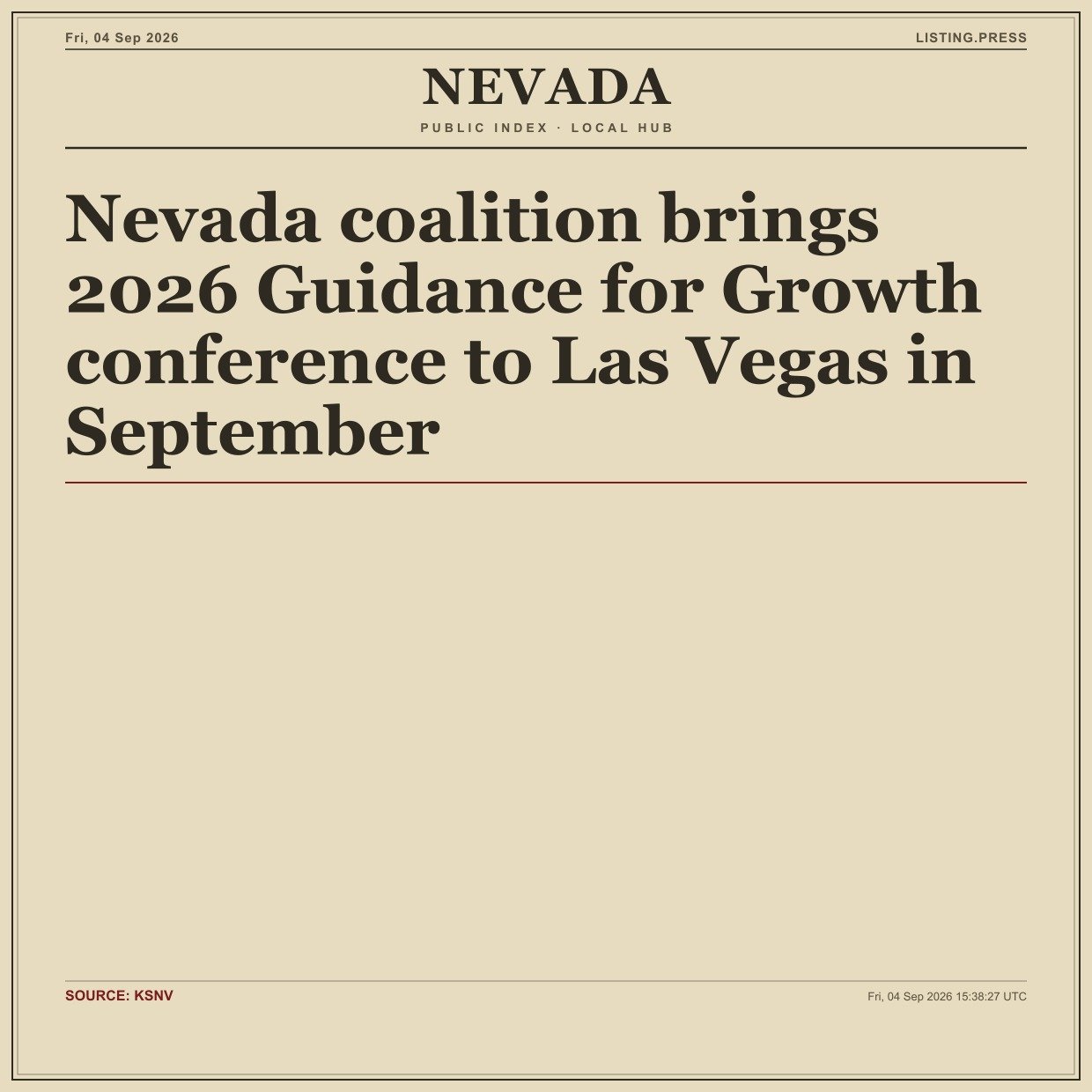 Nevada coalition brings 2026 Guidance for Growth conference to Las Vegas in September