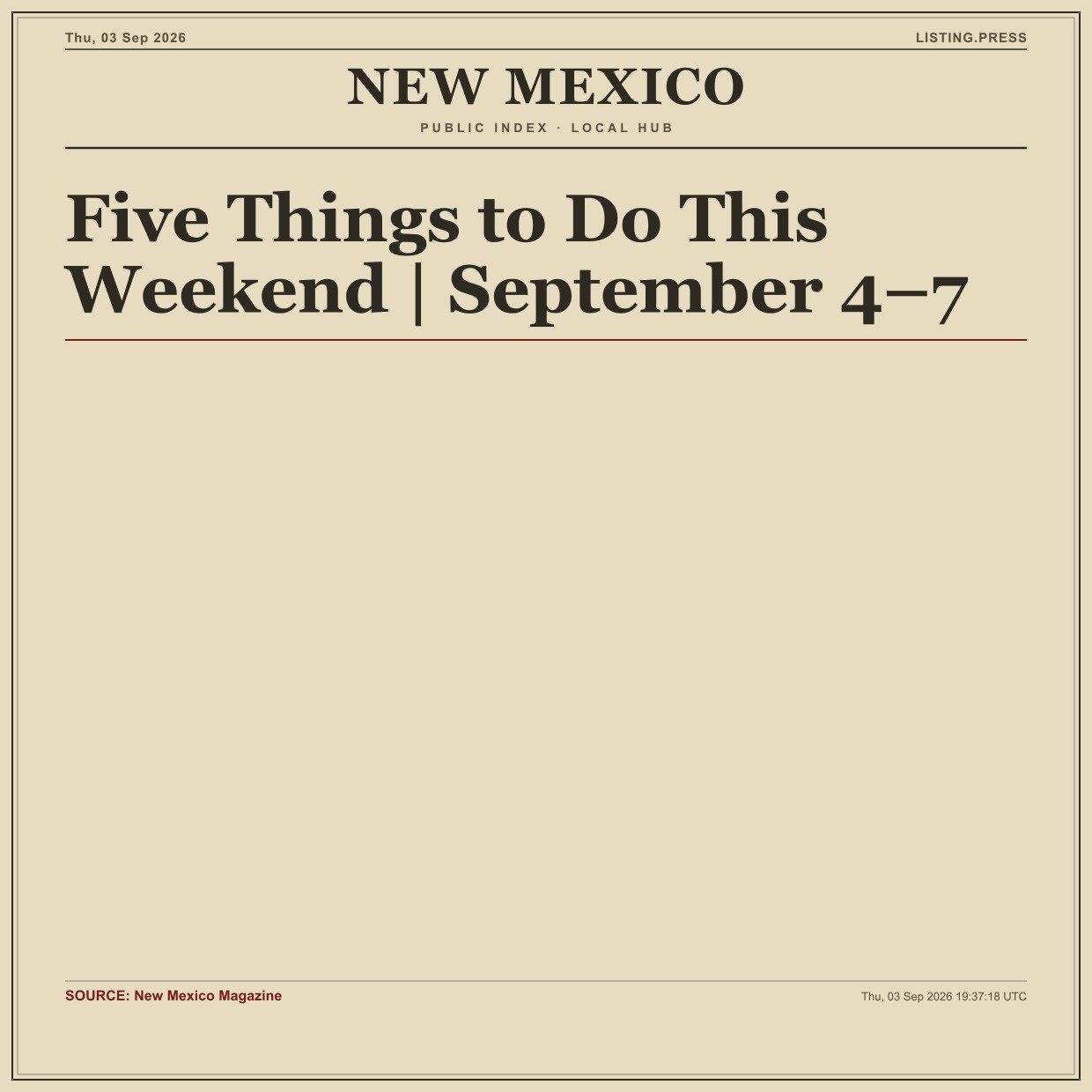 Five Things to Do This Weekend | September 4–7