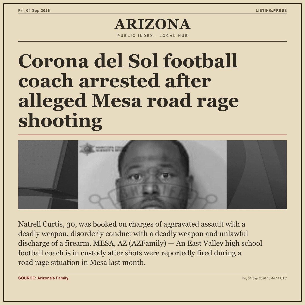 Corona del Sol football coach arrested after alleged Mesa road rage shooting