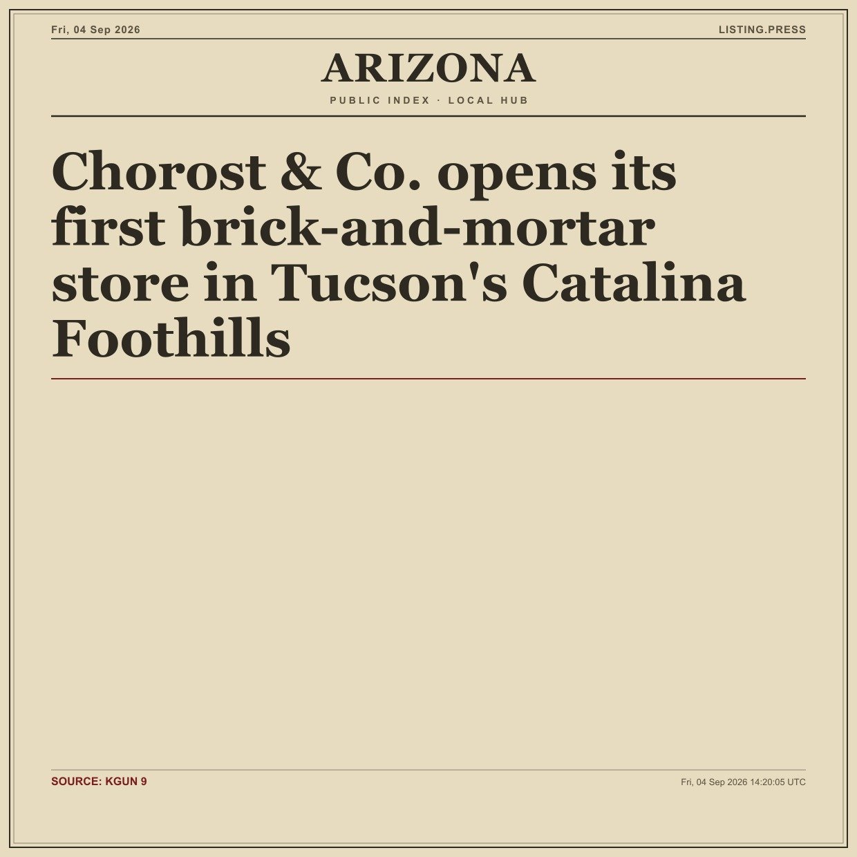 Chorost & Co. opens its first brick-and-mortar store in Tucson's Catalina Foothills
