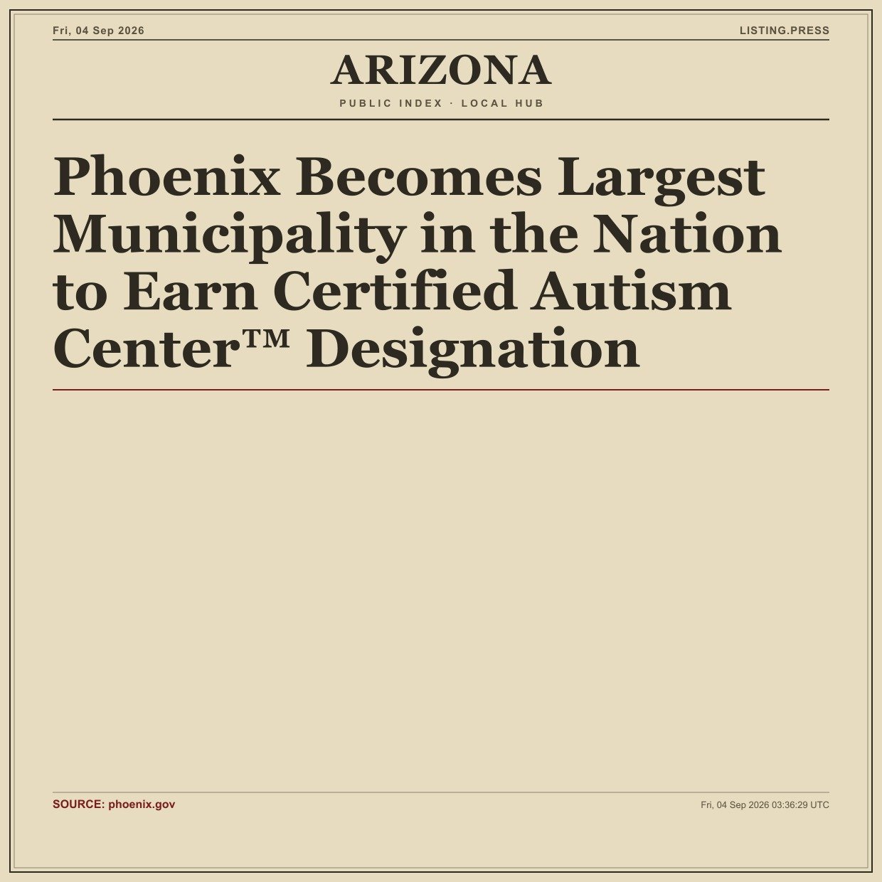 Phoenix Becomes Largest Municipality in the Nation to Earn Certified Autism Center™ Designation