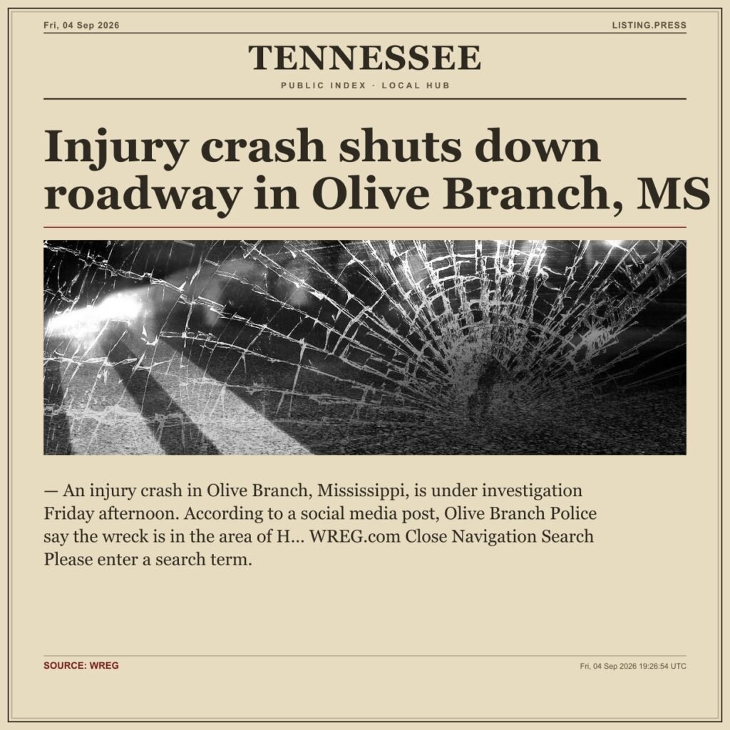 Injury crash shuts down roadway in Olive Branch, MS