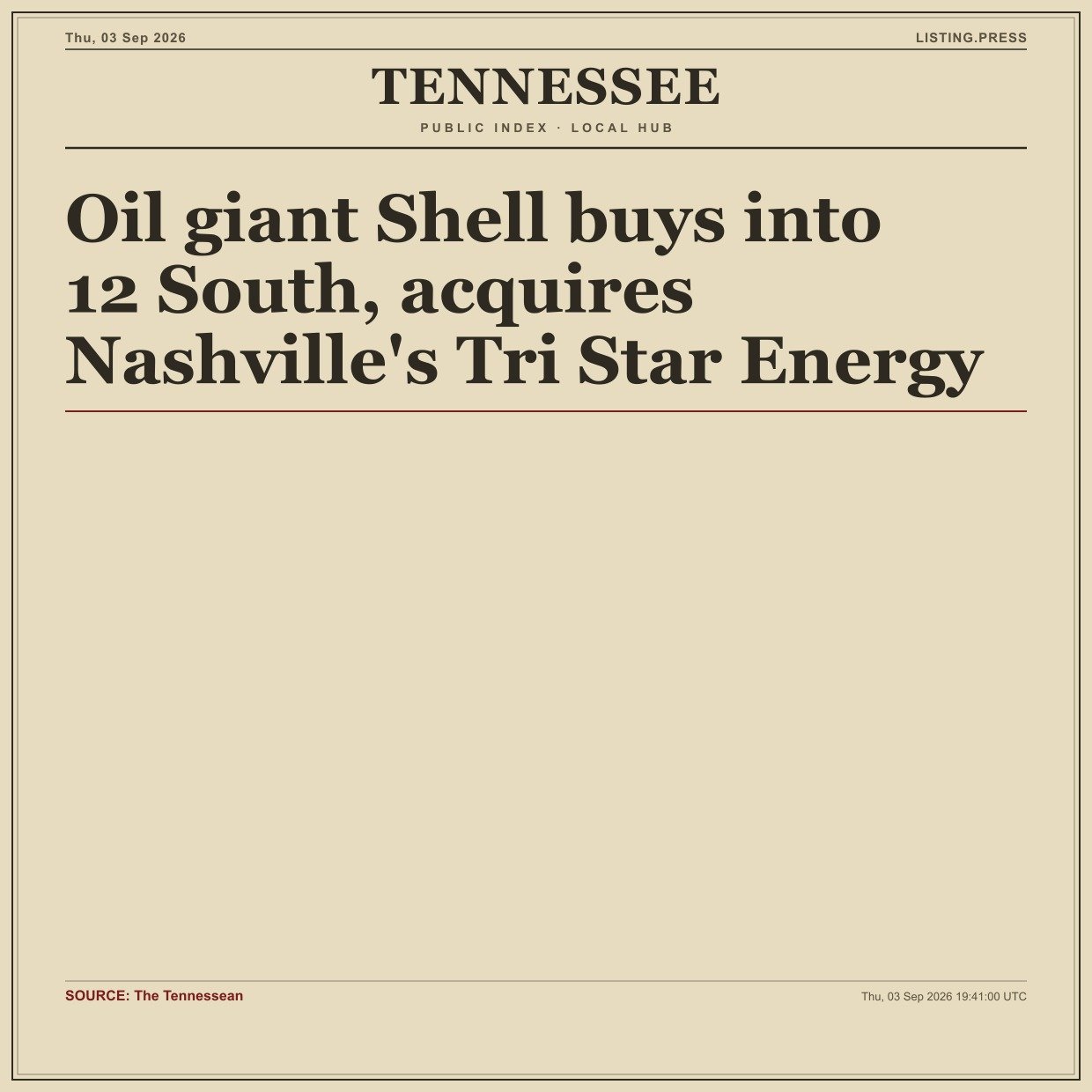 Oil giant Shell buys into 12 South, acquires Nashville's Tri Star Energy