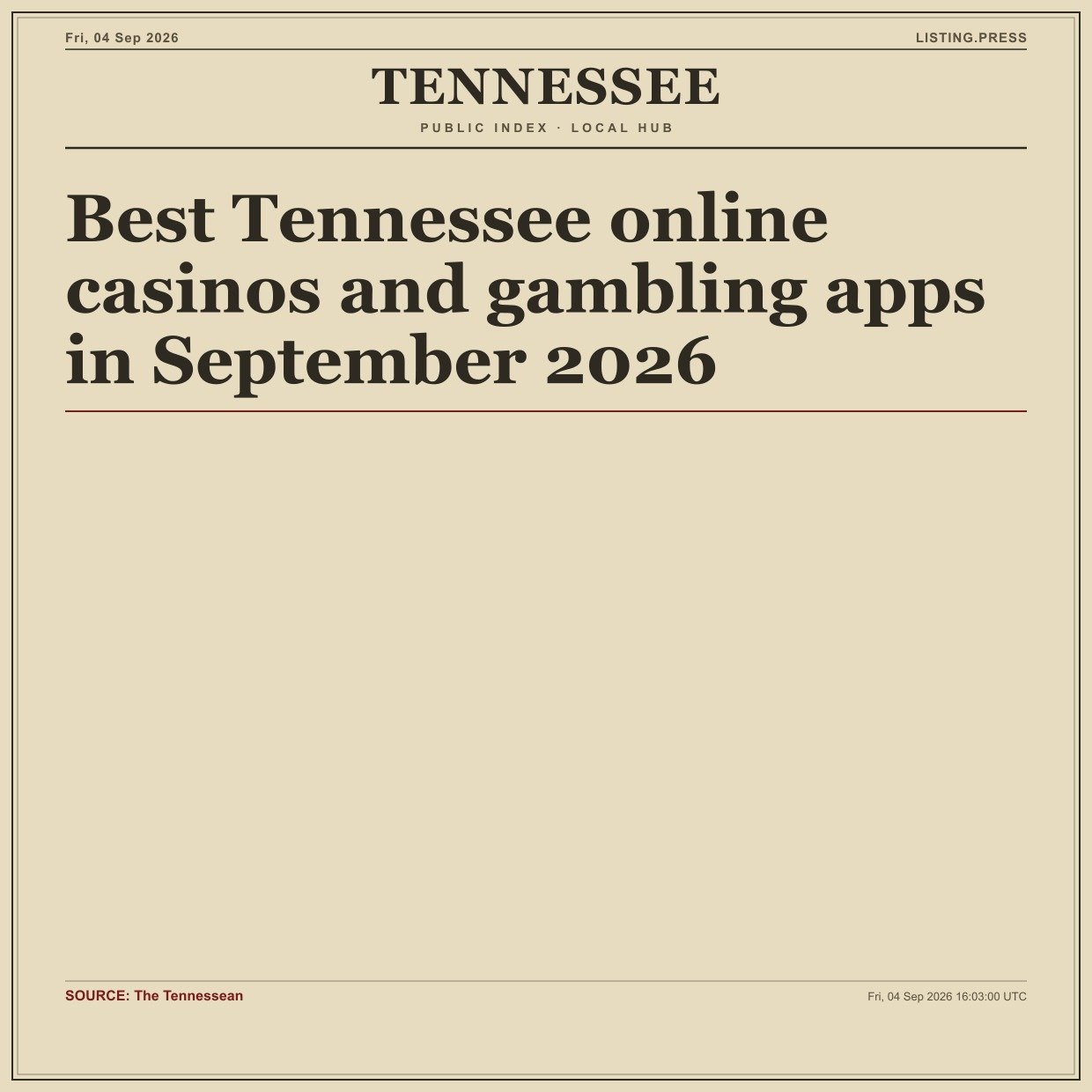 Best Tennessee online casinos and gambling apps in September 2026