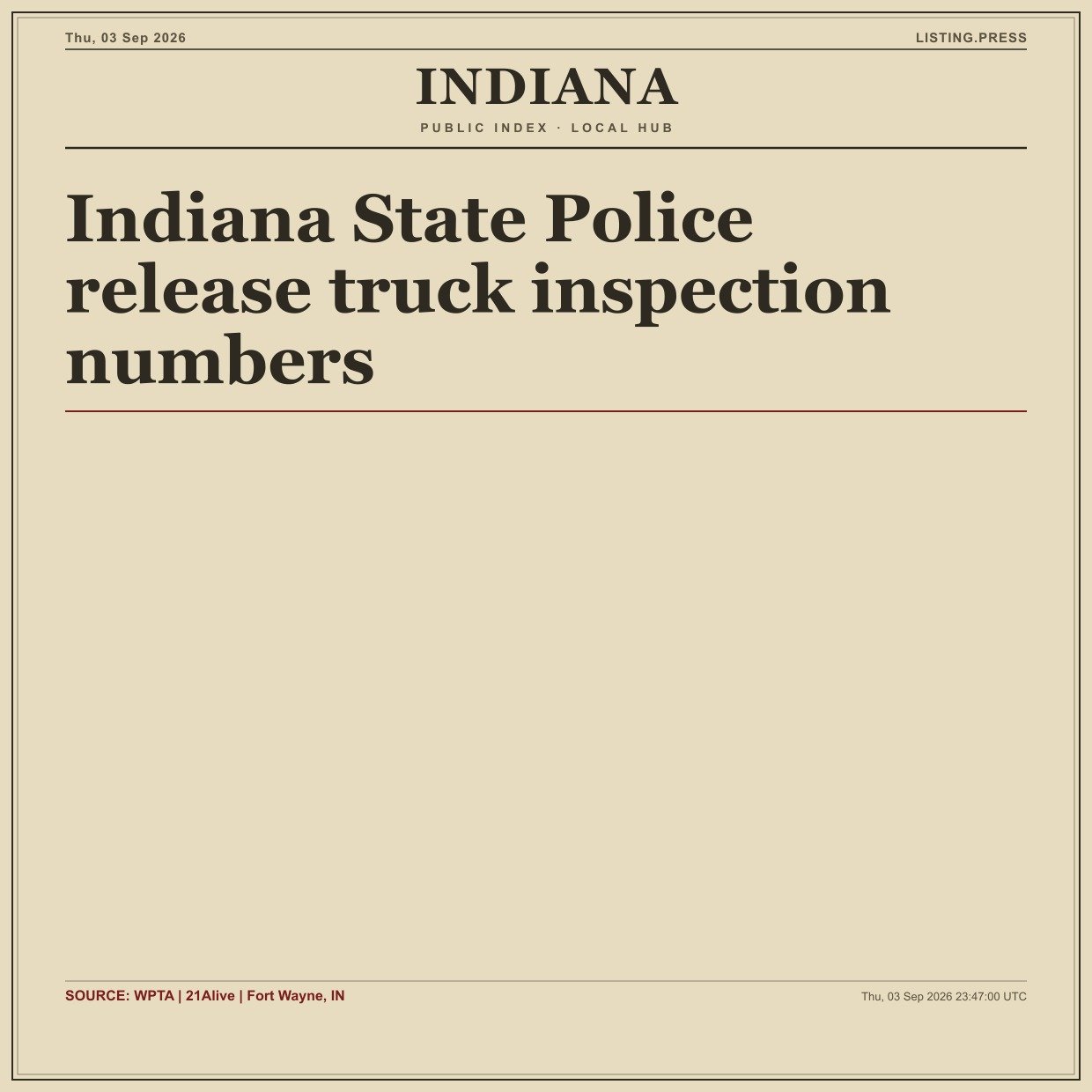 Indiana State Police release truck inspection numbers