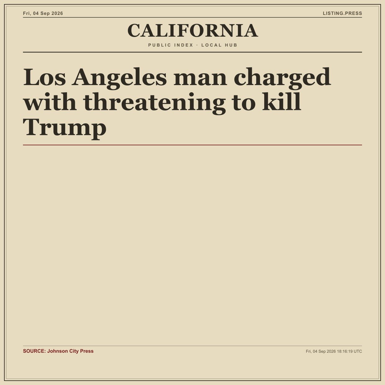 Los Angeles man charged with threatening to kill Trump