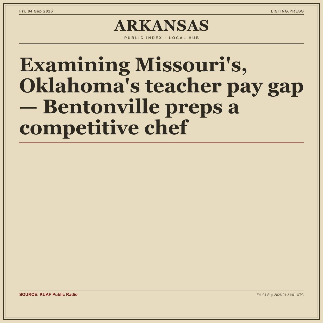 Examining Missouri's, Oklahoma's teacher pay gap — Bentonville preps a competitive chef