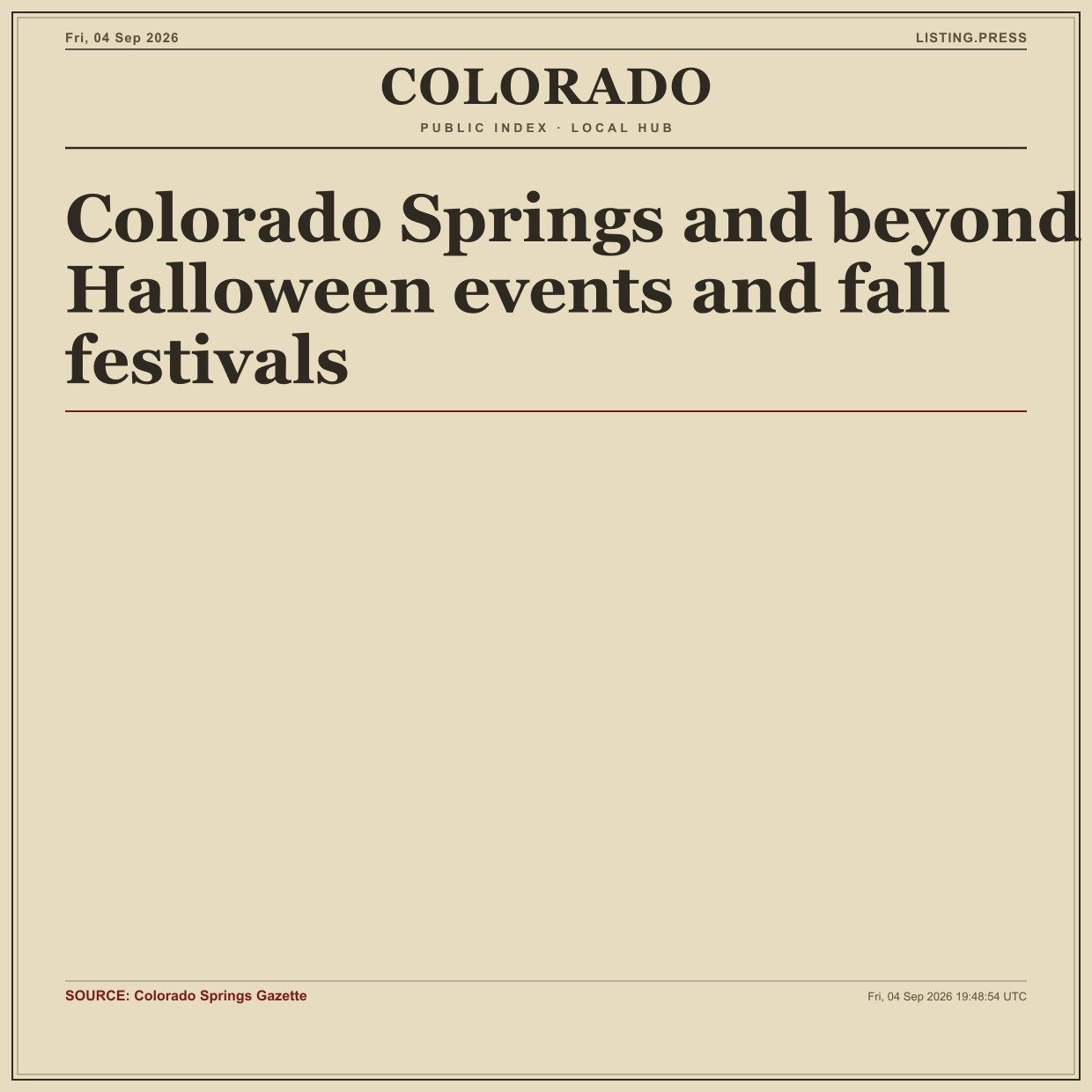 Colorado Springs and beyond Halloween events and fall festivals