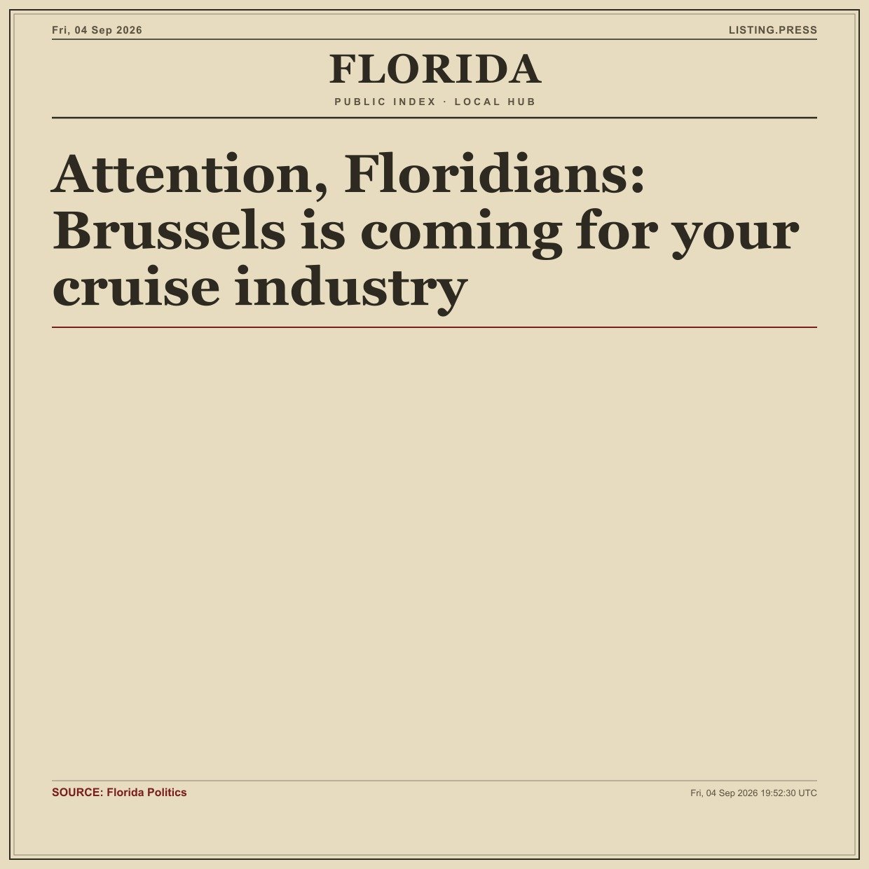 Attention, Floridians: Brussels is coming for your cruise industry