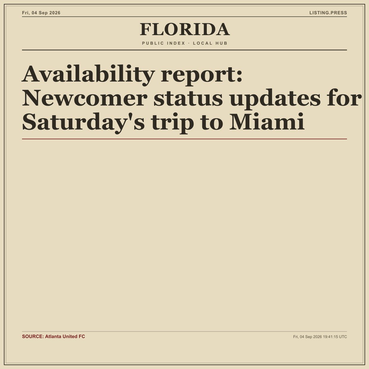 Availability report: Newcomer status updates for Saturday's trip to Miami