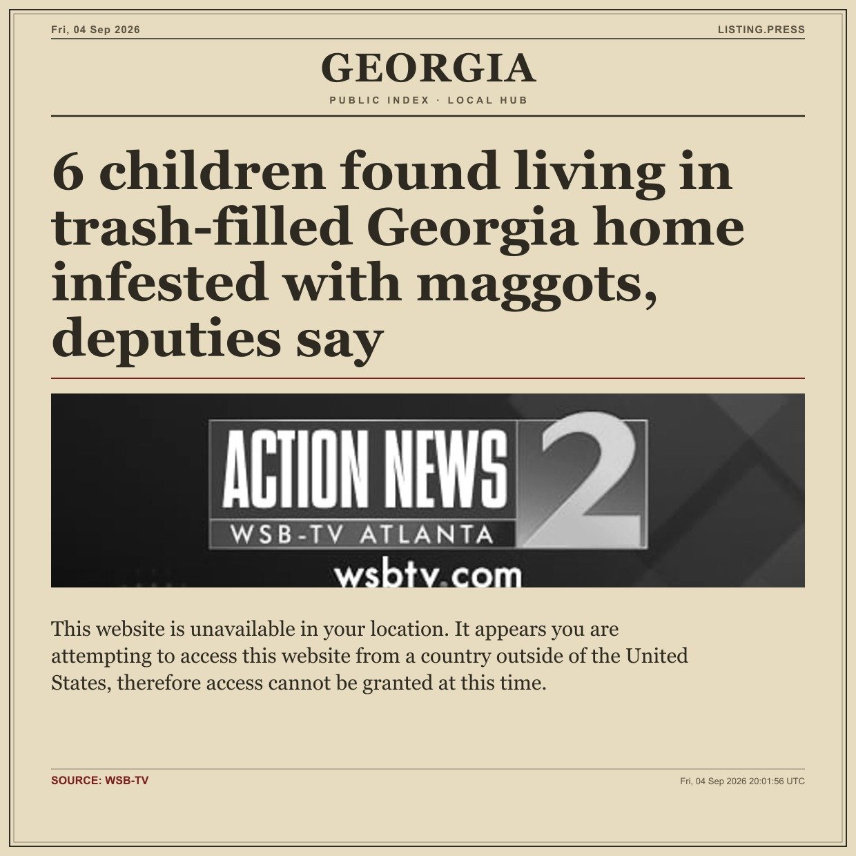 6 children found living in trash-filled Georgia home infested with maggots, deputies say