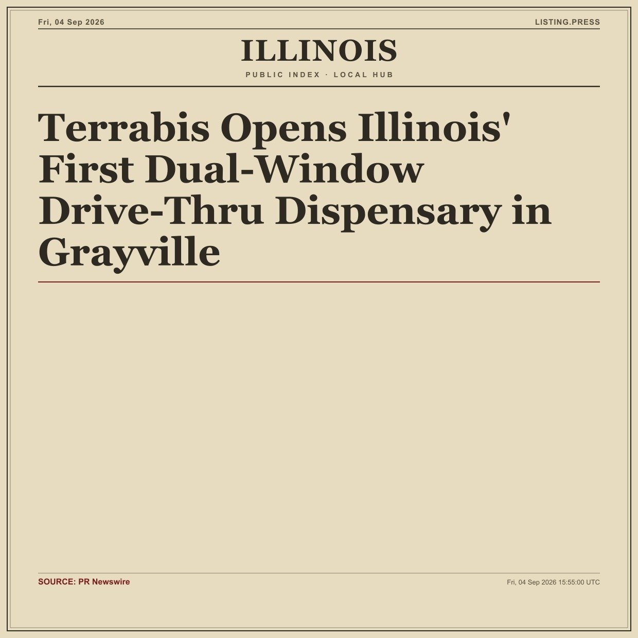 Terrabis Opens Illinois' First Dual-Window Drive-Thru Dispensary in Grayville