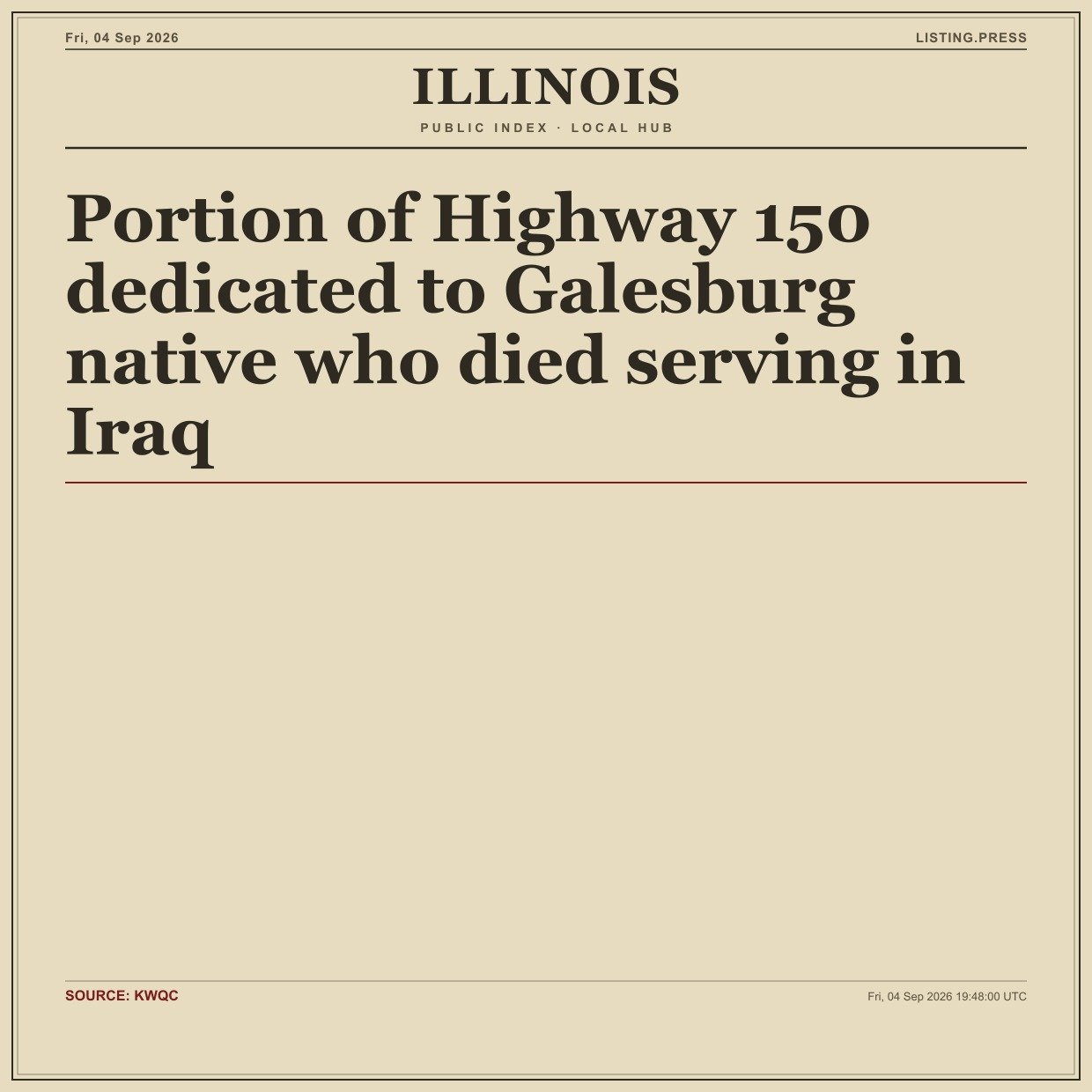 Portion of Highway 150 dedicated to Galesburg native who died serving in Iraq