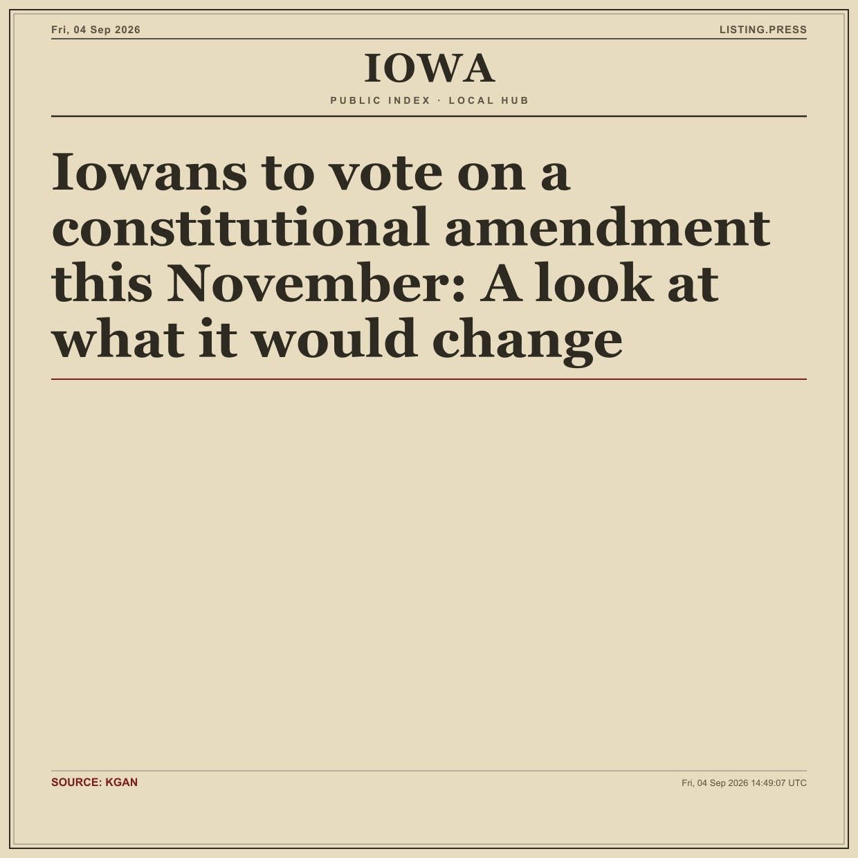 Iowans to vote on a constitutional amendment this November: A look at what it would change