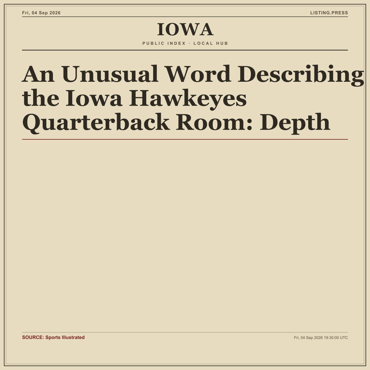 An Unusual Word Describing the Iowa Hawkeyes Quarterback Room: Depth