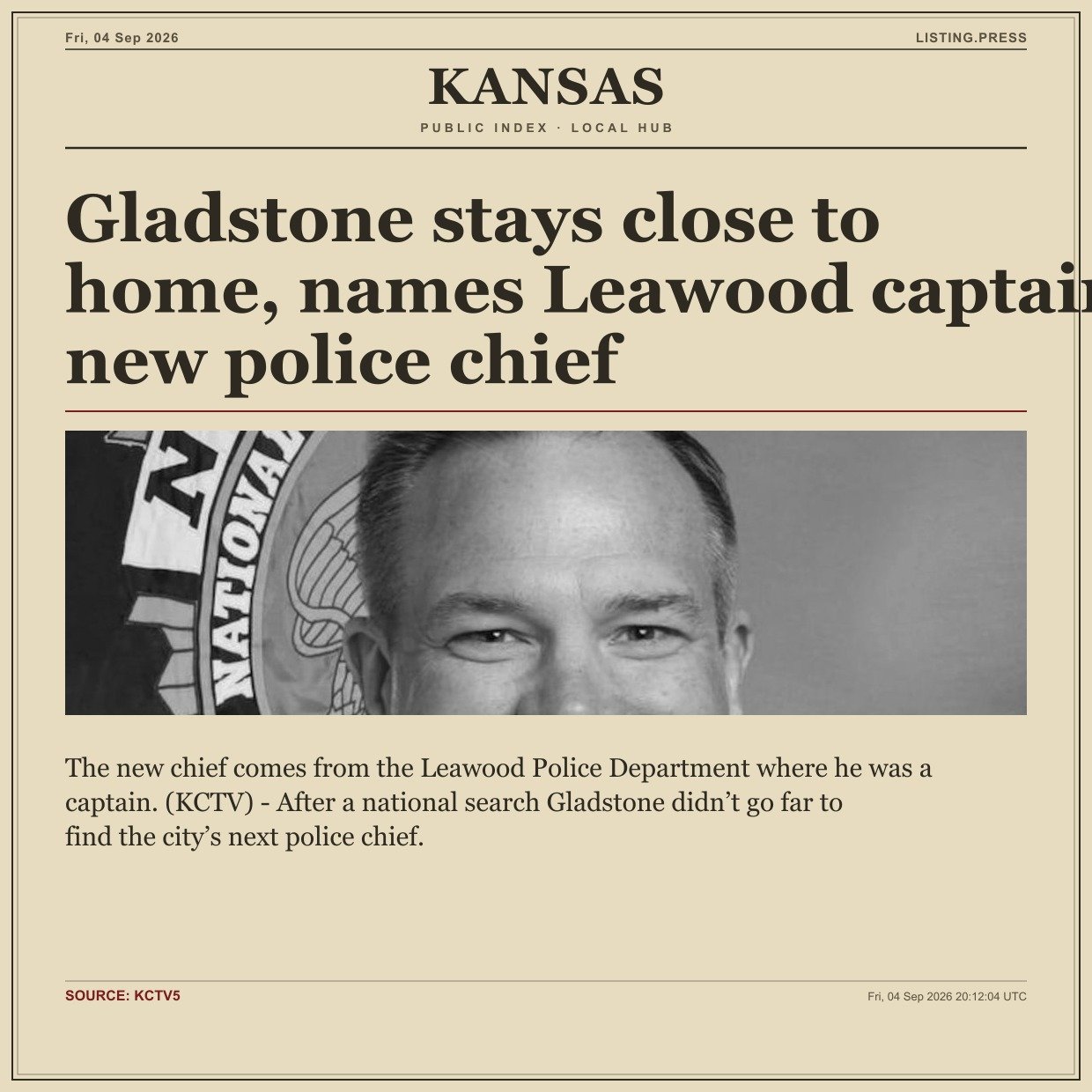 Gladstone stays close to home, names Leawood captain new police chief