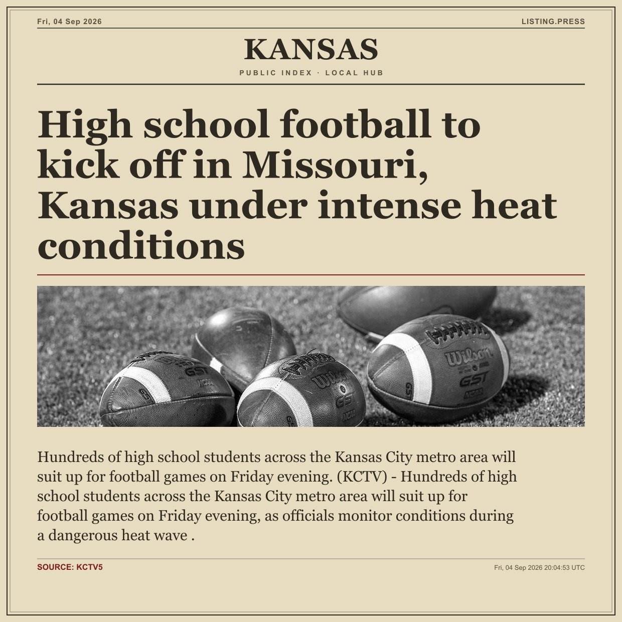 High school football to kick off in Missouri, Kansas under intense heat conditions