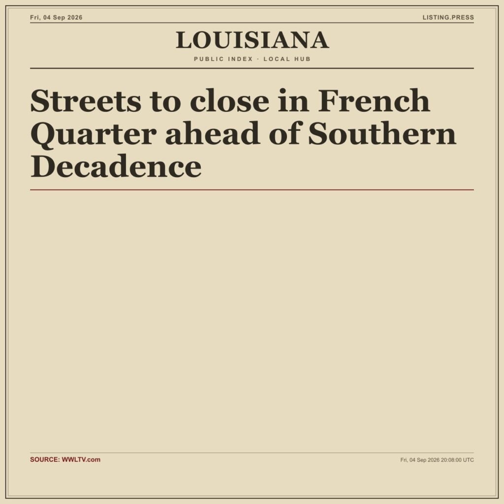 Streets to close in French Quarter ahead of Southern Decadence