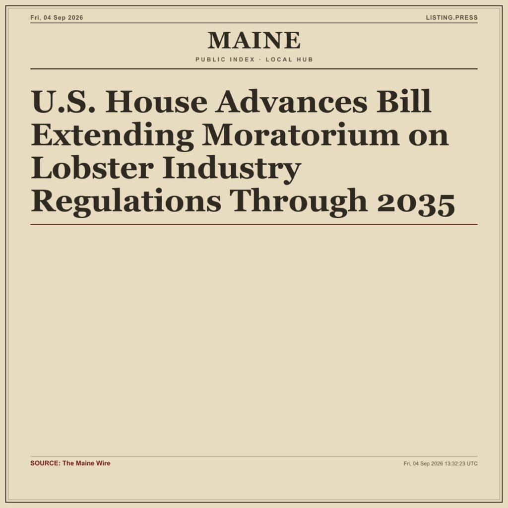 U.S. House Advances Bill Extending Moratorium on Lobster Industry Regulations Through 2035