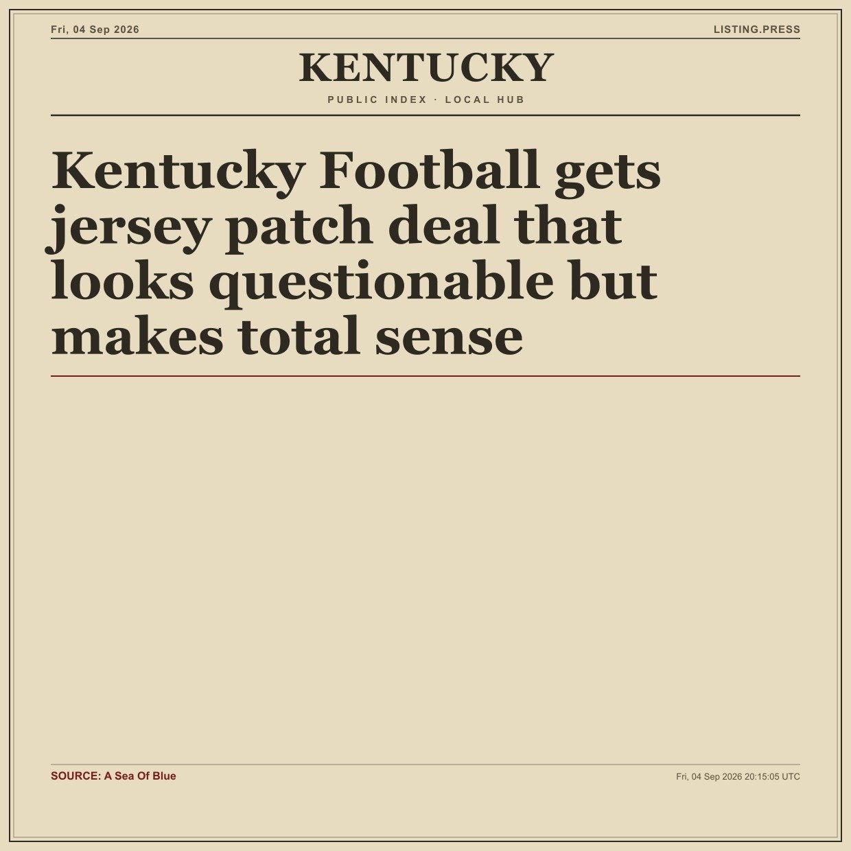 Kentucky Football gets jersey patch deal that looks questionable but makes total sense