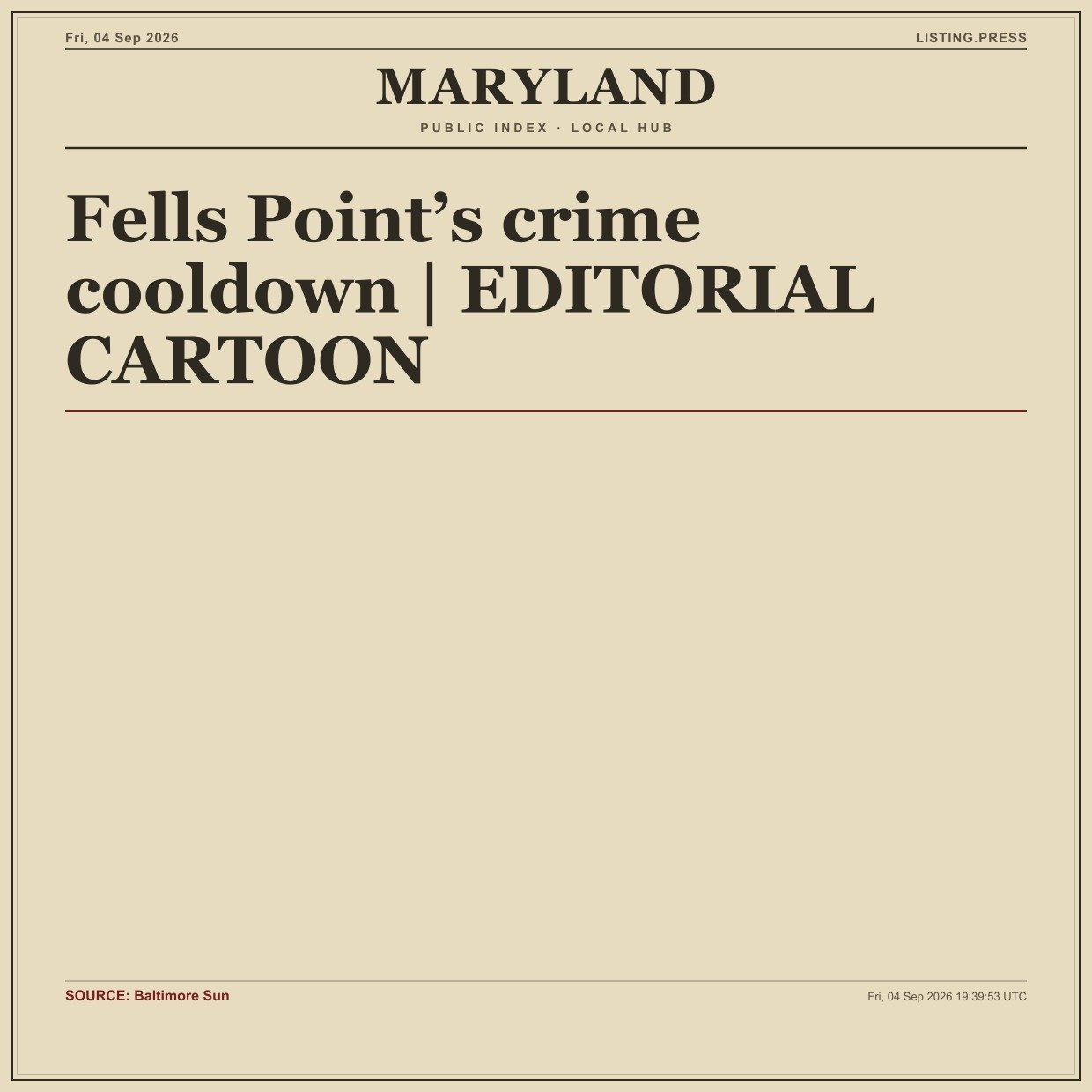 Fells Point’s crime cooldown | EDITORIAL CARTOON