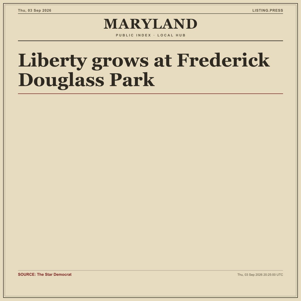Liberty grows at Frederick Douglass Park