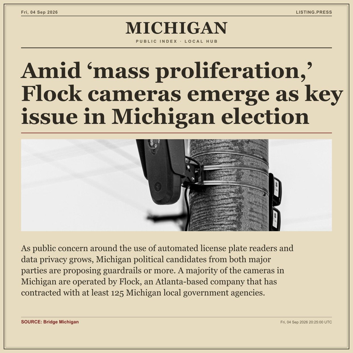 Amid ‘mass proliferation,’ Flock cameras emerge as key issue in Michigan election