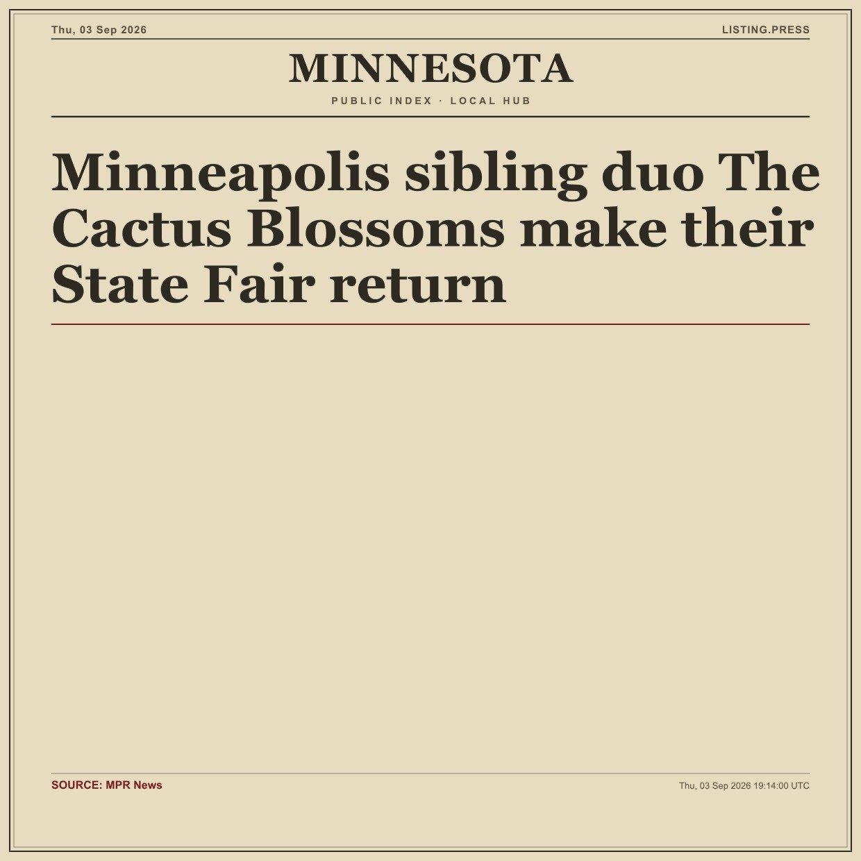 Minneapolis sibling duo The Cactus Blossoms make their State Fair return