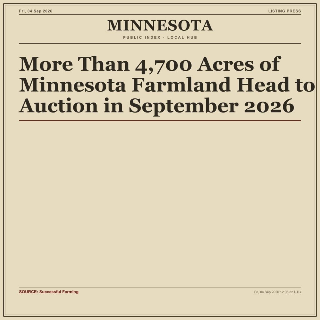 More Than 4,700 Acres of Minnesota Farmland Head to Auction in September 2026