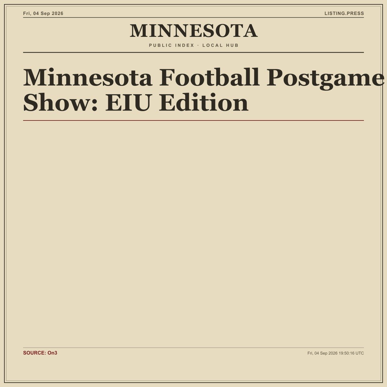 Minnesota Football Postgame Show: EIU Edition