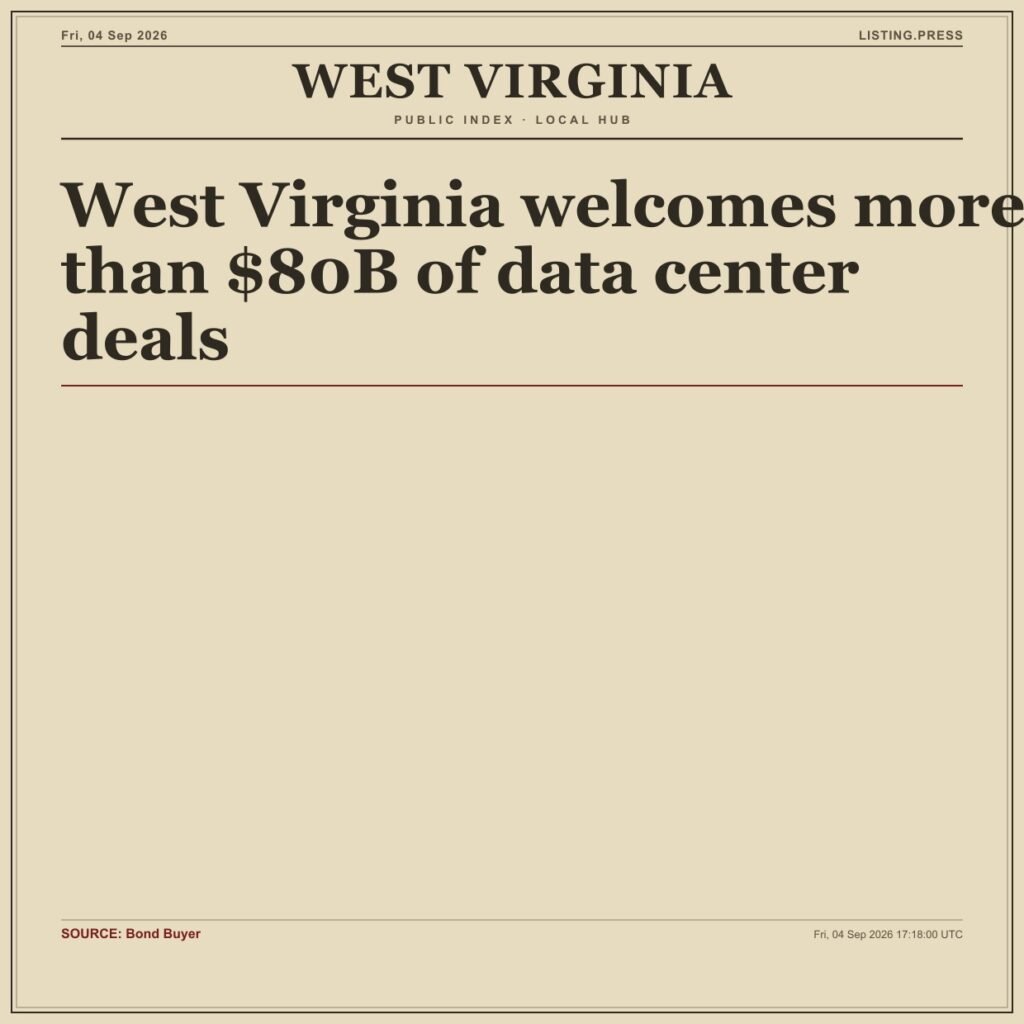 West Virginia welcomes more than $80B of data center deals